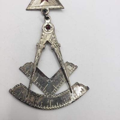 LOT 136F: Antique 1924 Sterling AASR Masonic Badge 29.44gtw