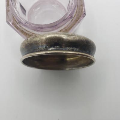 LOT 140F: Glass Powder Jar & Inkwell with Sterling Lids 26.74gtw