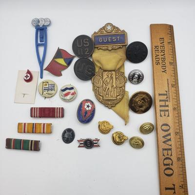 LOT 141F: Variety of Vintage Military Pins & More