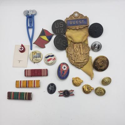 LOT 141F: Variety of Vintage Military Pins & More