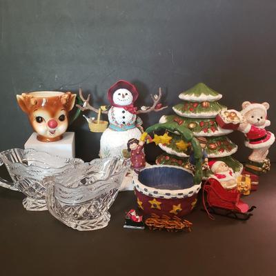 LOT 148F: Christmas Assortment; Vintage Lefton Reindeer Mug, A Winter Visit by Lenox, NIB Items & More