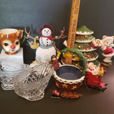 LOT 148F: Christmas Assortment; Vintage Lefton Reindeer Mug, A Winter Visit by Lenox, NIB Items & More