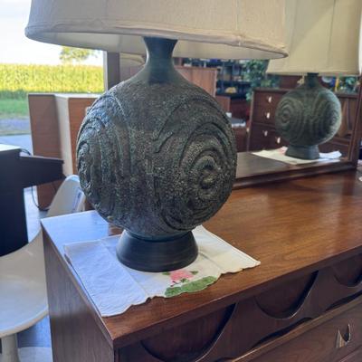 Marcello Fantoni lamps with spiral pattern and metal base. ( Matching pair ) Rare find