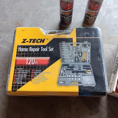 NEW HOME REPAIR TOOL SET, JUMPER CABLES AND FW1 AUTO CLEANING WAX