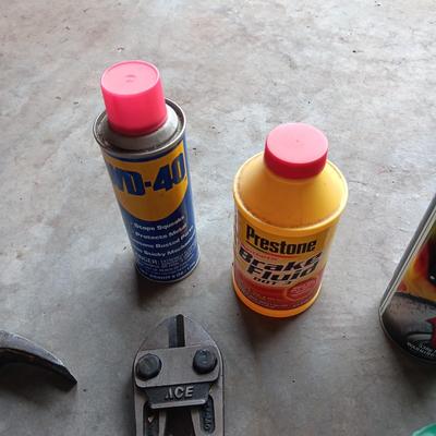 NEW FIRST AID KIT AND FW1 AUTO CLEANING WAS PLUS BOLT CUTTERS, HAMMER AND CHEMICALS