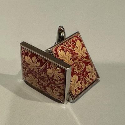 Cufflinks - Maple Leafs on Crimson Background. Bullet Backs.