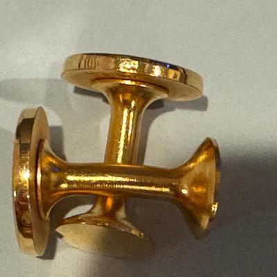 Cufflinks - Good Sun on Red Background. Gold Button Style Backs.