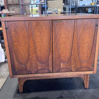 Broyhill Brasilia Mid Century Walnut Commode Nightstands - Pair