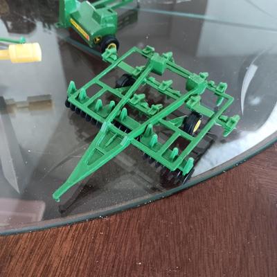 SMALL JOHN DEERE TOY FARMING EQUIPMENT (ABOUT THE SIZE OF A HOT WHEEL)