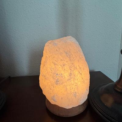 Dark bronze and gold colored table lamp,Himalayan salt lamp.