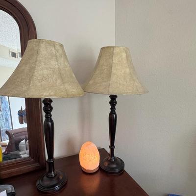 Dark bronze and gold colored table lamp,Himalayan salt lamp.