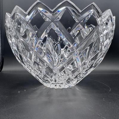 Vintage MCM Deep Cut Crystal Punch Bowl Star Sawtooth Edge