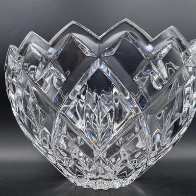 Vintage MCM Deep Cut Crystal Punch Bowl Star Sawtooth Edge