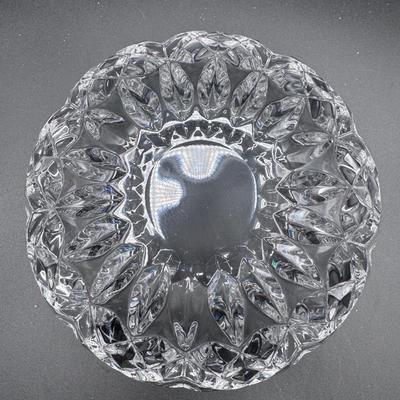 Vintage MCM Deep Cut Crystal Punch Bowl Star Sawtooth Edge