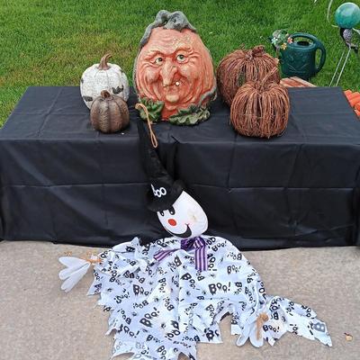 PUMPKINS AND A HANGING GHOST