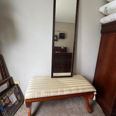 Designer bed bench with mirror.