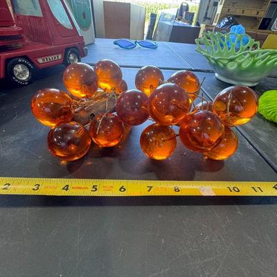 Mid Century Huge Lucite Acrylic Amber Grapes on Driftwood