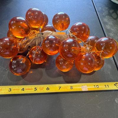 Mid Century Huge Lucite Acrylic Amber Grapes on Driftwood