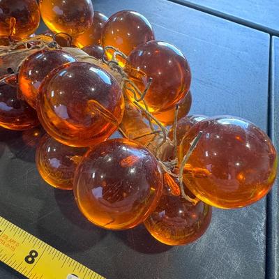 Mid Century Huge Lucite Acrylic Amber Grapes on Driftwood