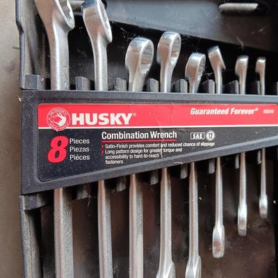 HUSKY COMBINATION WRENCHES, EXTENSION CORD AND A STANLEY SOCKET SET