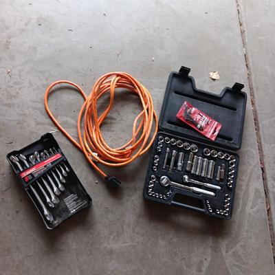 HUSKY COMBINATION WRENCHES, EXTENSION CORD AND A STANLEY SOCKET SET