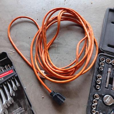 HUSKY COMBINATION WRENCHES, EXTENSION CORD AND A STANLEY SOCKET SET