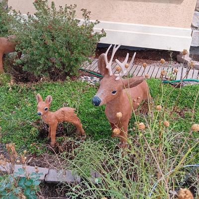 2 CONCRETE DEER YARD ART