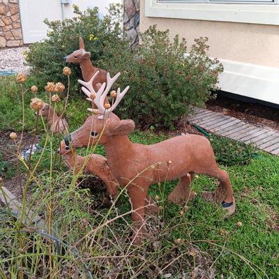 2 CONCRETE DEER YARD ART