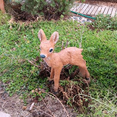 2 CONCRETE DEER YARD ART