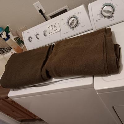 2 MILITARY ARMY GREEN WOOL BLANKETS