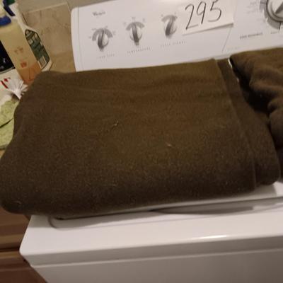 2 MILITARY ARMY GREEN WOOL BLANKETS