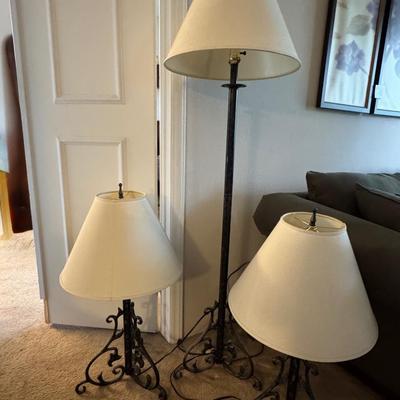 Three beautiful Iron floor lamps.