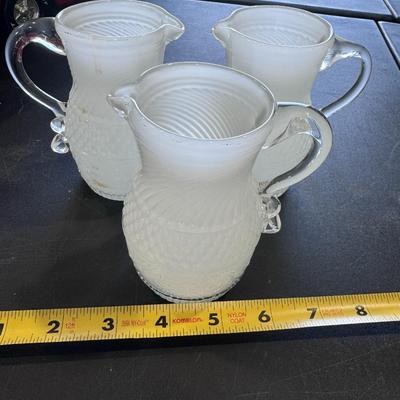 EAPG (Early American Pattern Glass) milk glass creamer, "Cobb" pattern produced by Challinor, Taylor and Company