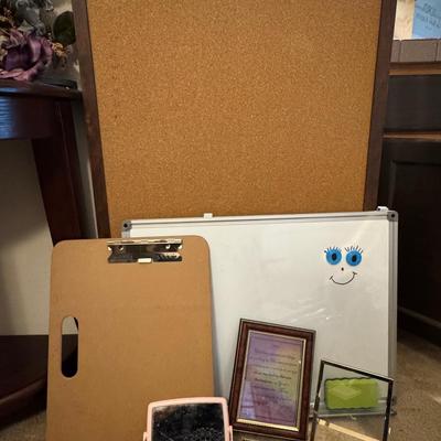 Dryer eraser board, Picture frames and other items.