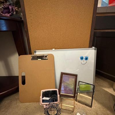 Dryer eraser board, Picture frames and other items.