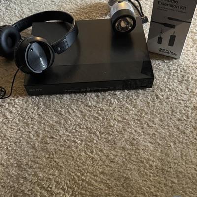 DVD player, headphones.