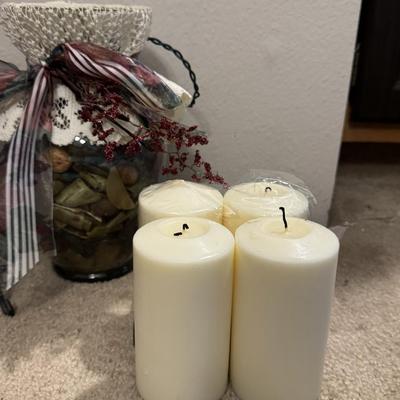 Candle stands and candles.