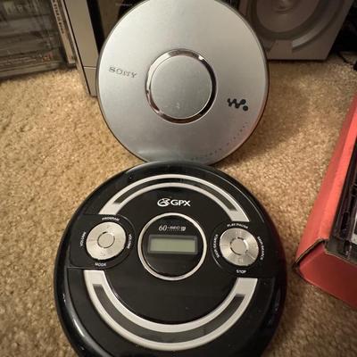 Cassette radio, CDs and tapes.