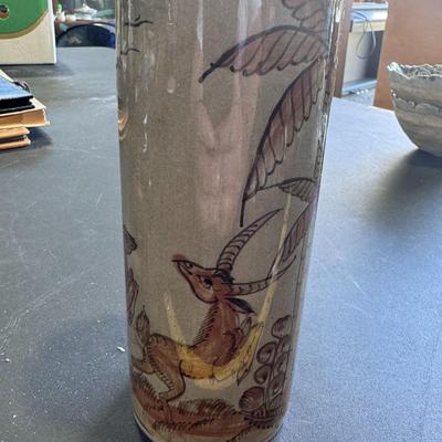 Mexico Tonala Pottery Cylinder Vase,