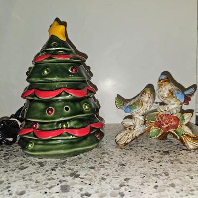 Vintage Scentsy Christmas Tree Pot | Vintage Glass Bird Sculpture