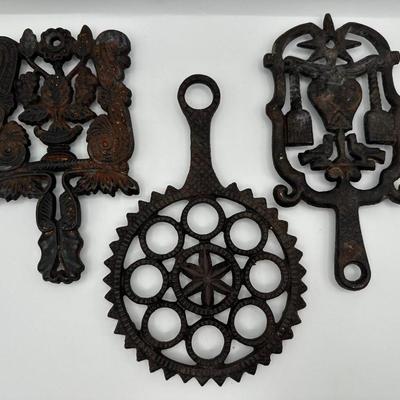 Vintage Set of Three Wilton Cast Iron Trivets