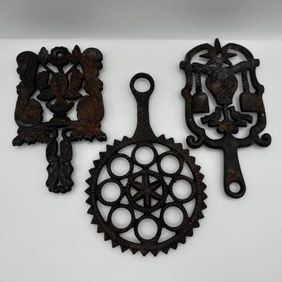 Vintage Set of Three Wilton Cast Iron Trivets
