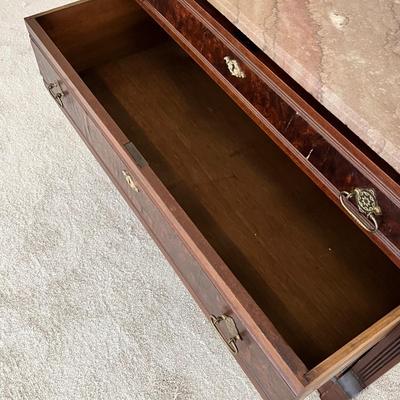 Victorian Burl Wood Dresser w/ Tilt Mirror & Marble Top (PB-RG)