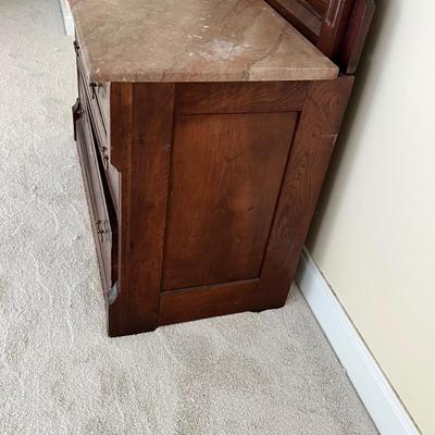 Victorian Burl Wood Dresser w/ Tilt Mirror & Marble Top (PB-RG)