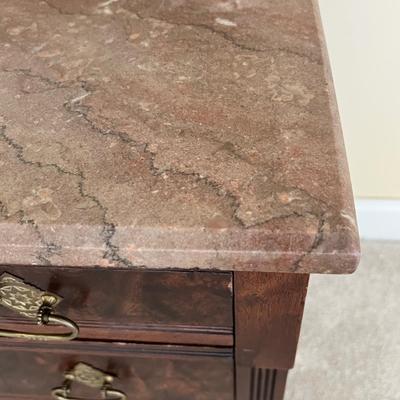 Victorian Burl Wood Dresser w/ Tilt Mirror & Marble Top (PB-RG)