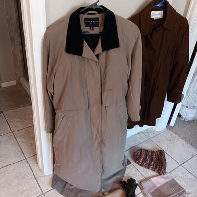 LADIES GALLERY PETITE TRENCH COAT (5), CHADWICK'S WOOL JACKET (8) AND CASHMERE SCARF