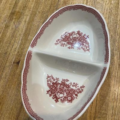 Pink Oval Divided Serving Bowl (K)