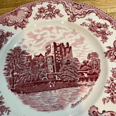 Pink Old Britain Castles 10" Dinner Plates Set Of 12 (K)