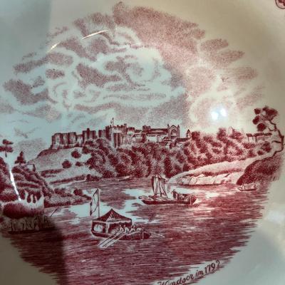 Pink Britain Castles 9" Soup Bowls Set of 12