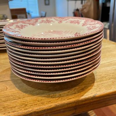 Pink Britain Castles 9" Soup Bowls Set of 12